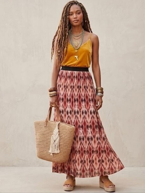 Ruby Rd. Dresses & Skirts - Ruby Rd. Aztec Western Maxi Skirt Size 10 Boho Elastic Waist Lined Southwestern